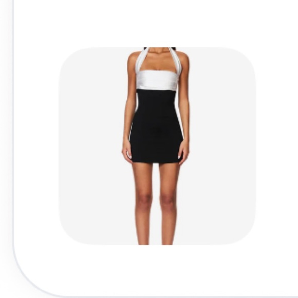 Nookie Black and White Halter Mini Dress